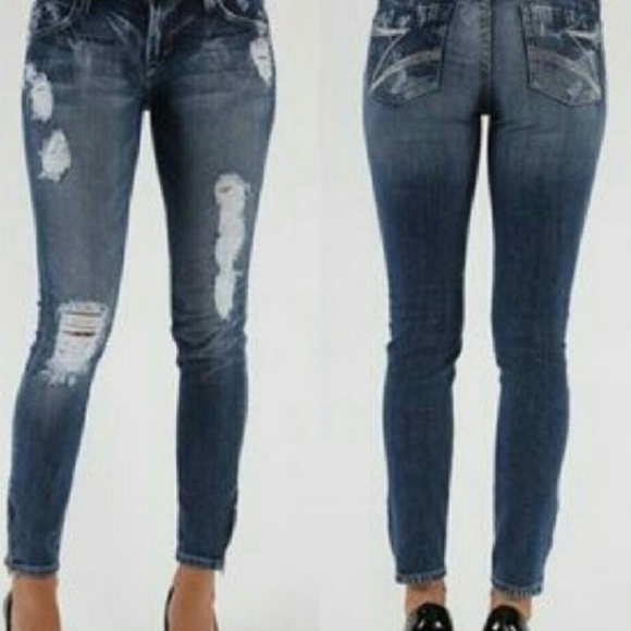 Dylan George Denim - Dylan George Low Rise Skinny Zip Jeans Distressed